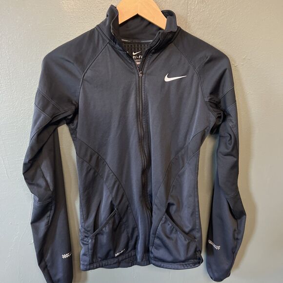 Nike Element Shield Full-zip Running Jacket Black Reflective 744770 Womens XS - Picture 1 of 3